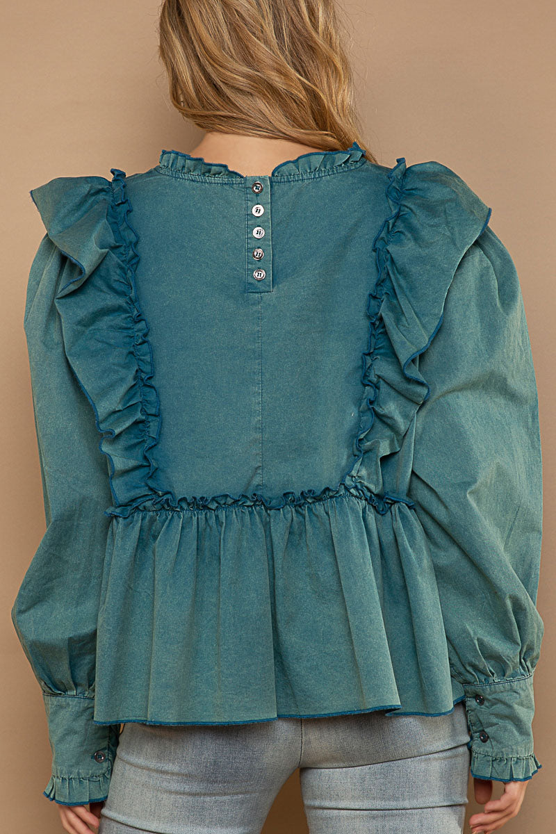 Irene Ruffle sleeve blouse top