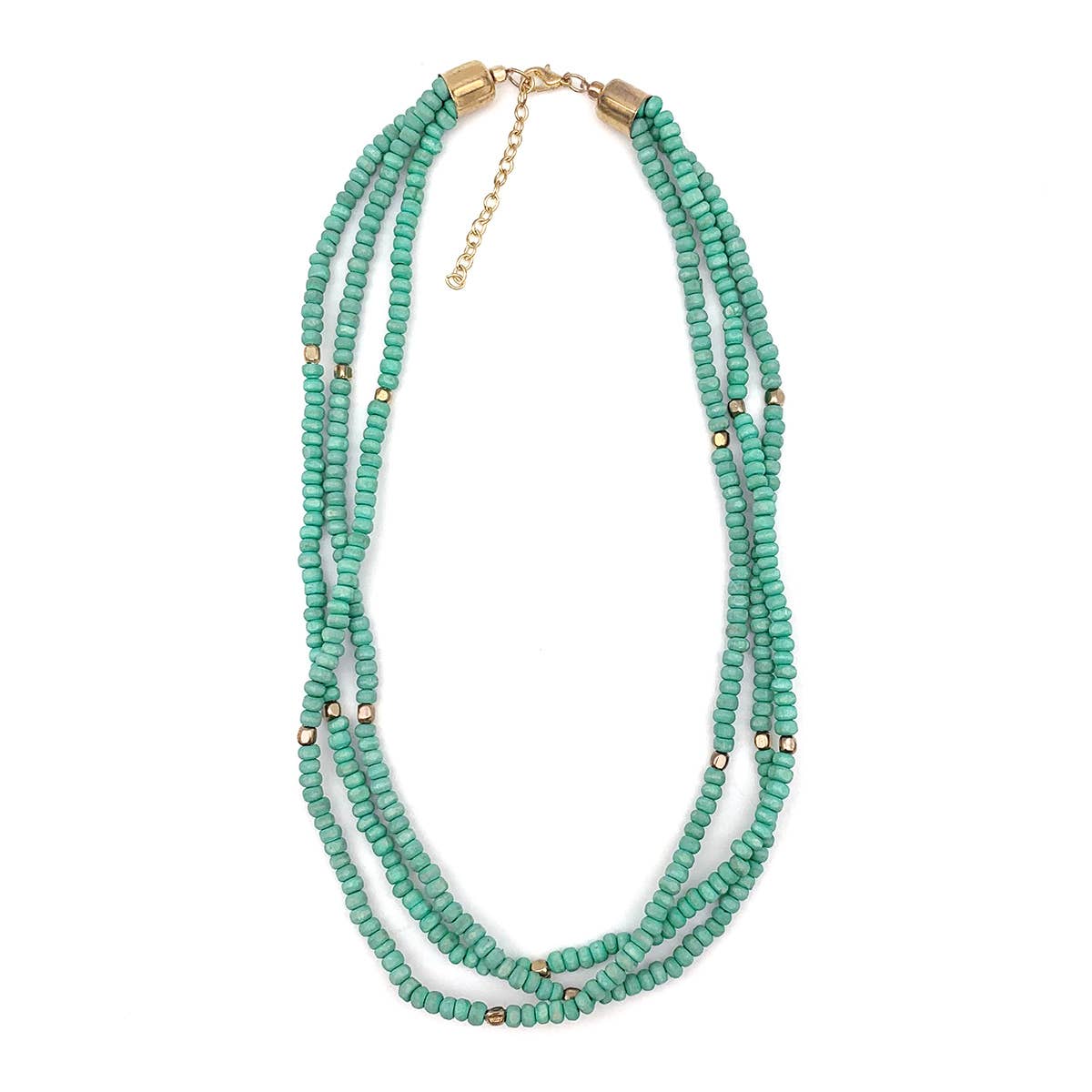Handcrafted Sachi Chromatic Hues - Sea Green Short Multi-Strand Necklace