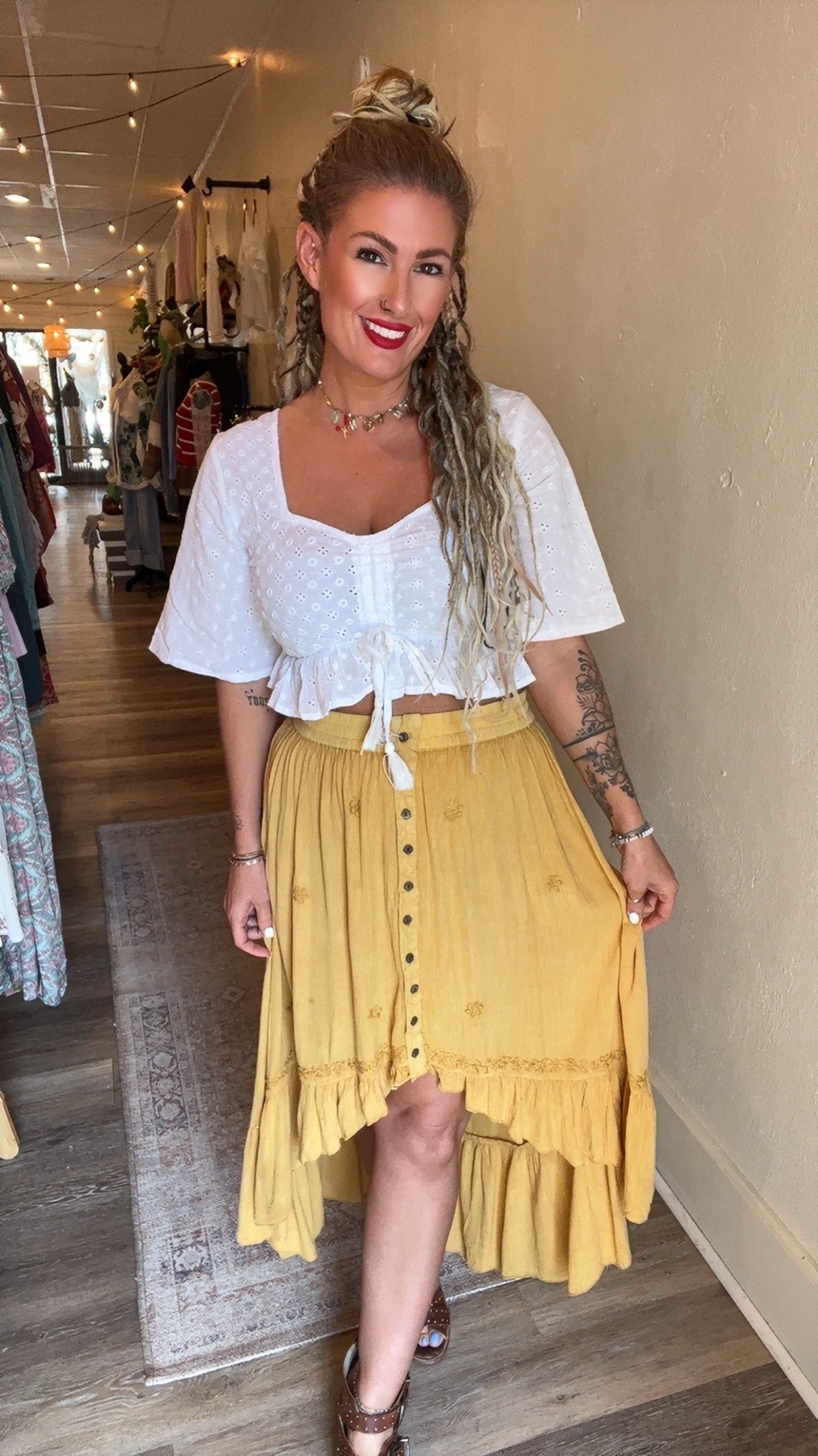 Handcrafted OS 0-12 Bohemian Dipped Hem Skirt