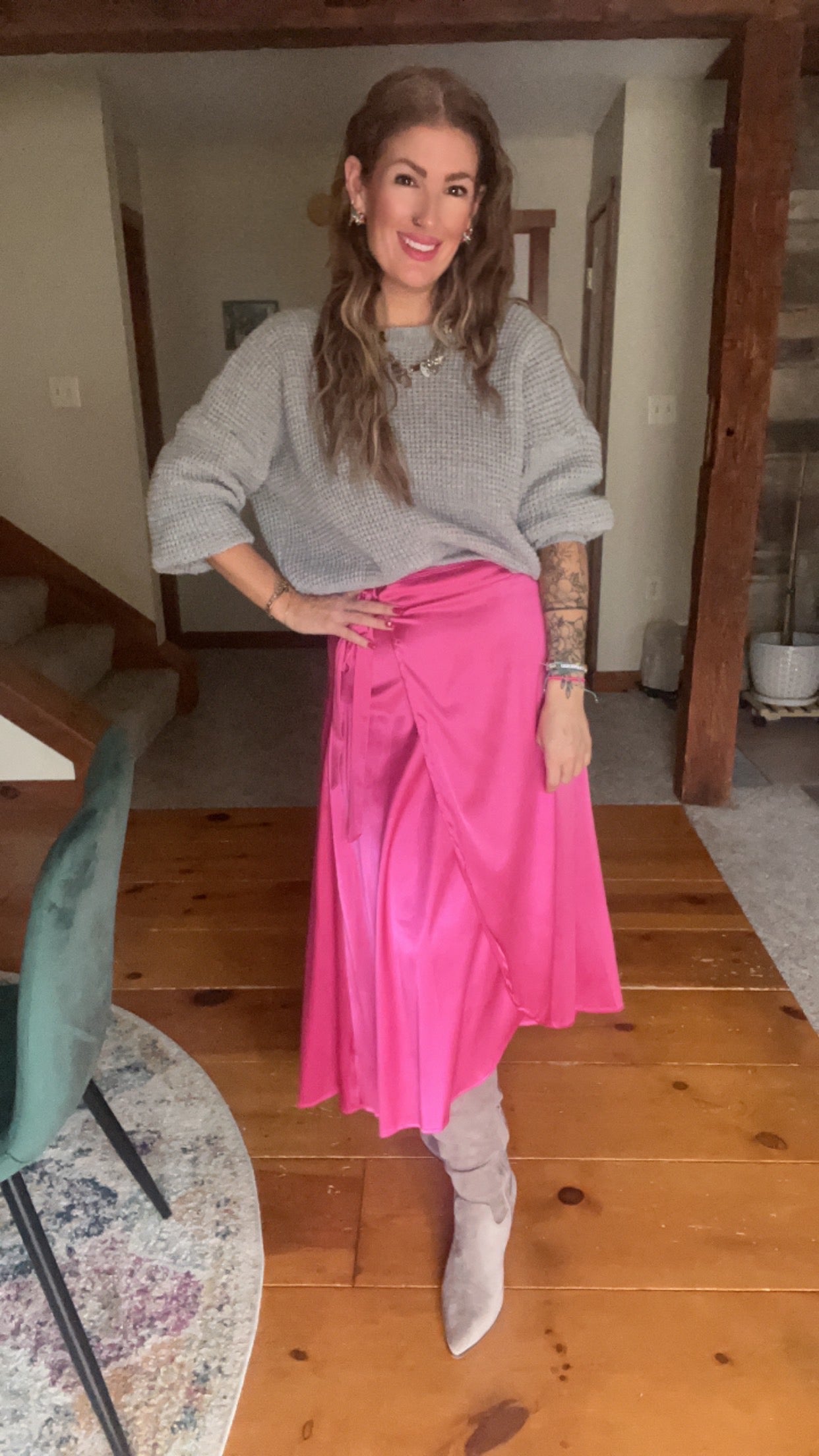 Averie satin wrap skirt