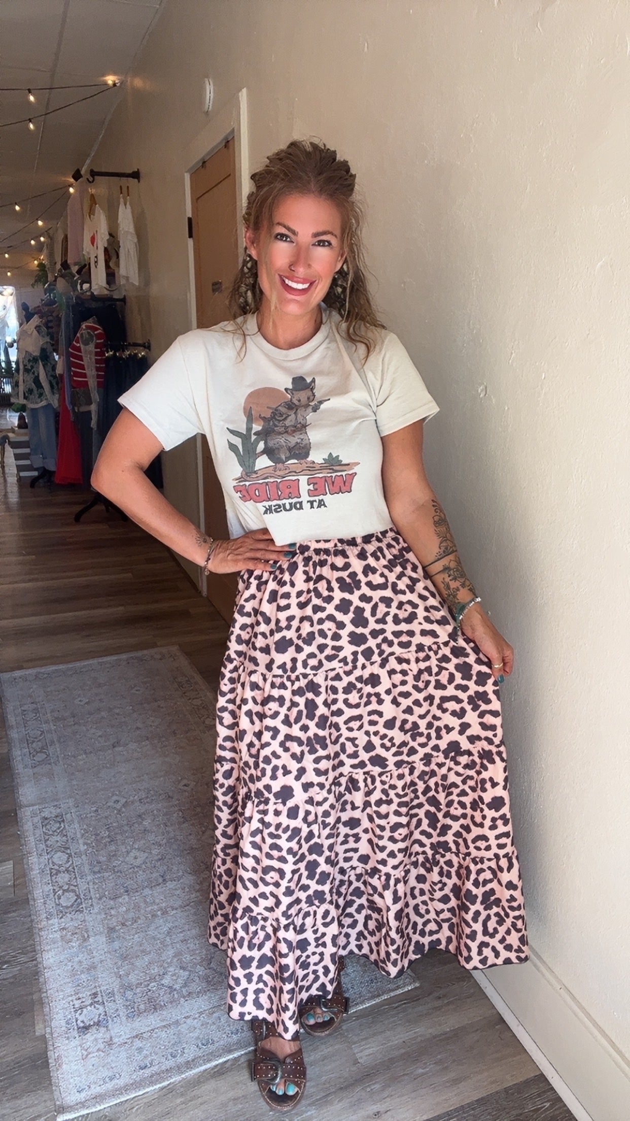 Leopard print maxi skirt