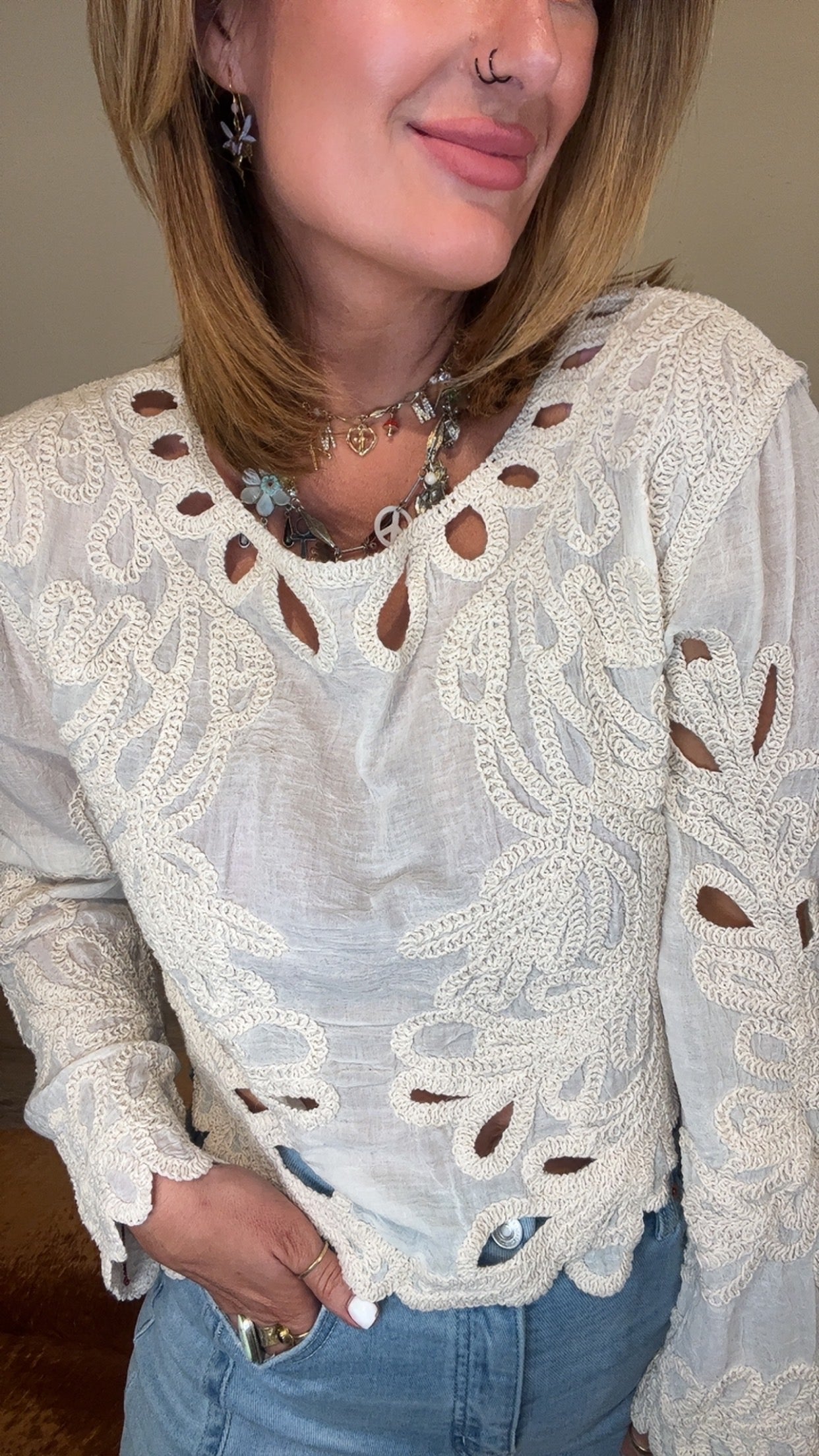 Marigold embroidered top