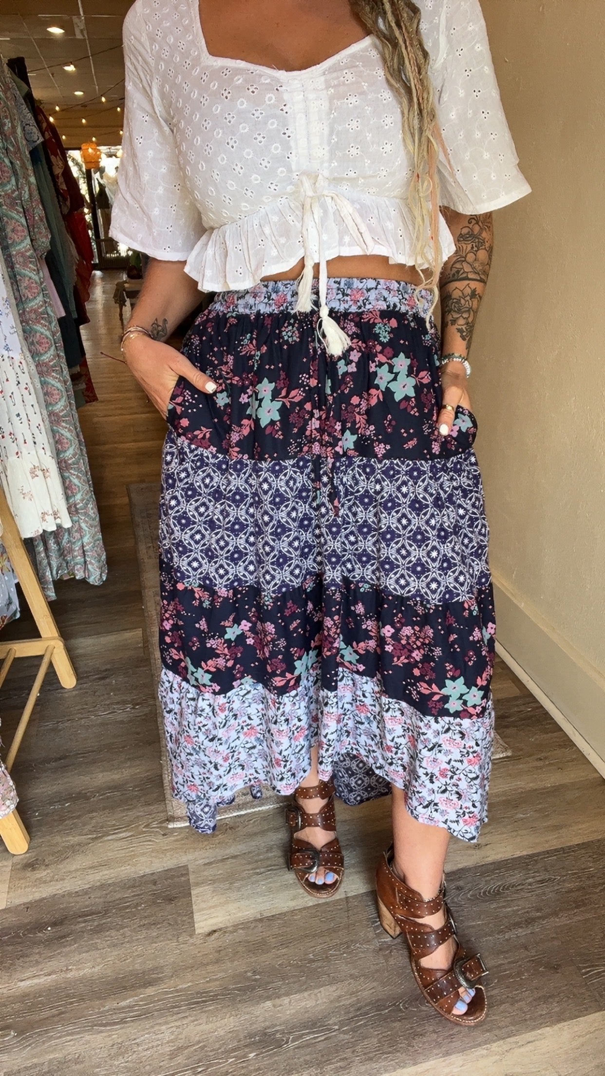 Handcrafted Hi lo Floral Skirt