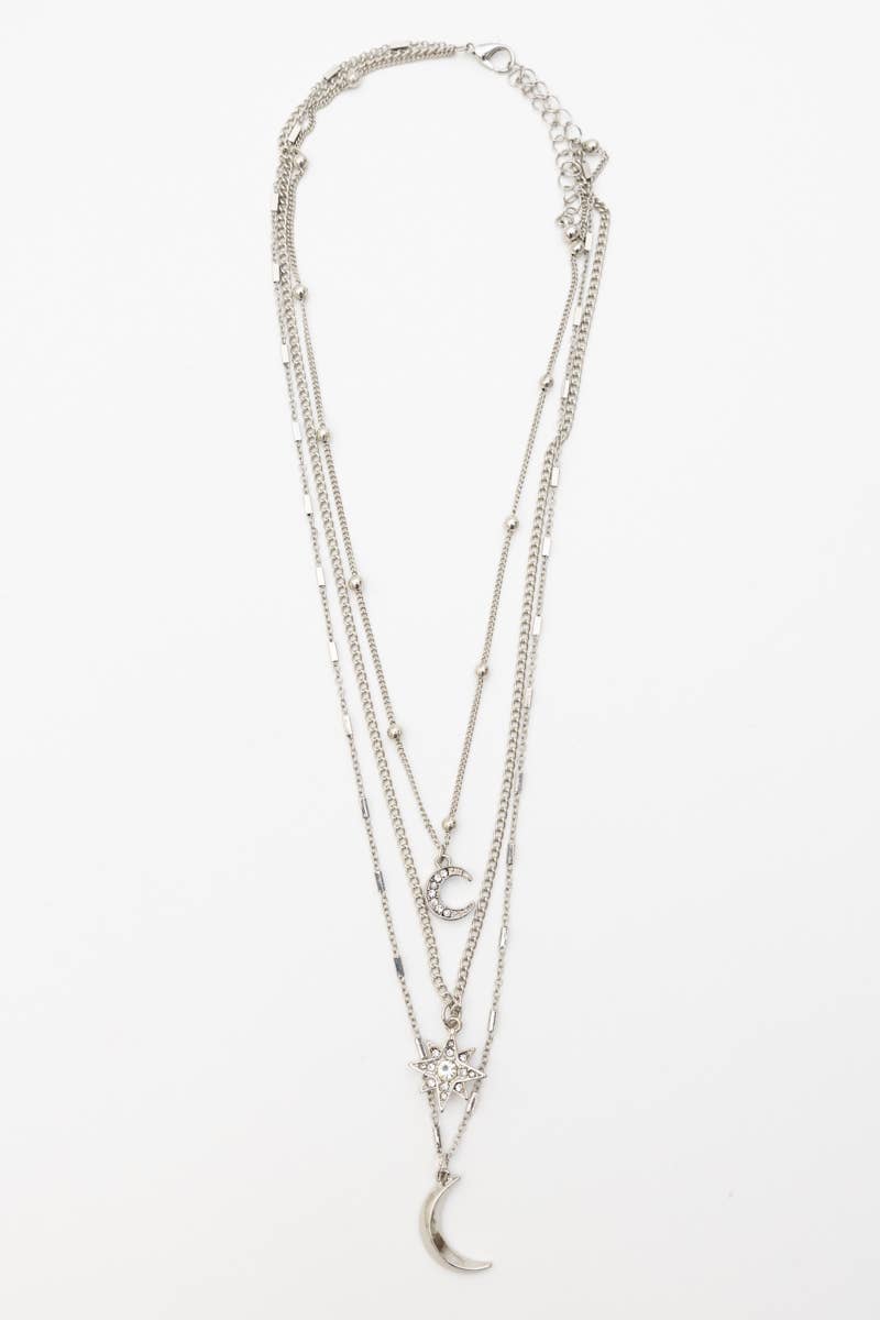 πβ Celestial Layered Necklace - Moon and Star Charms πβ¨