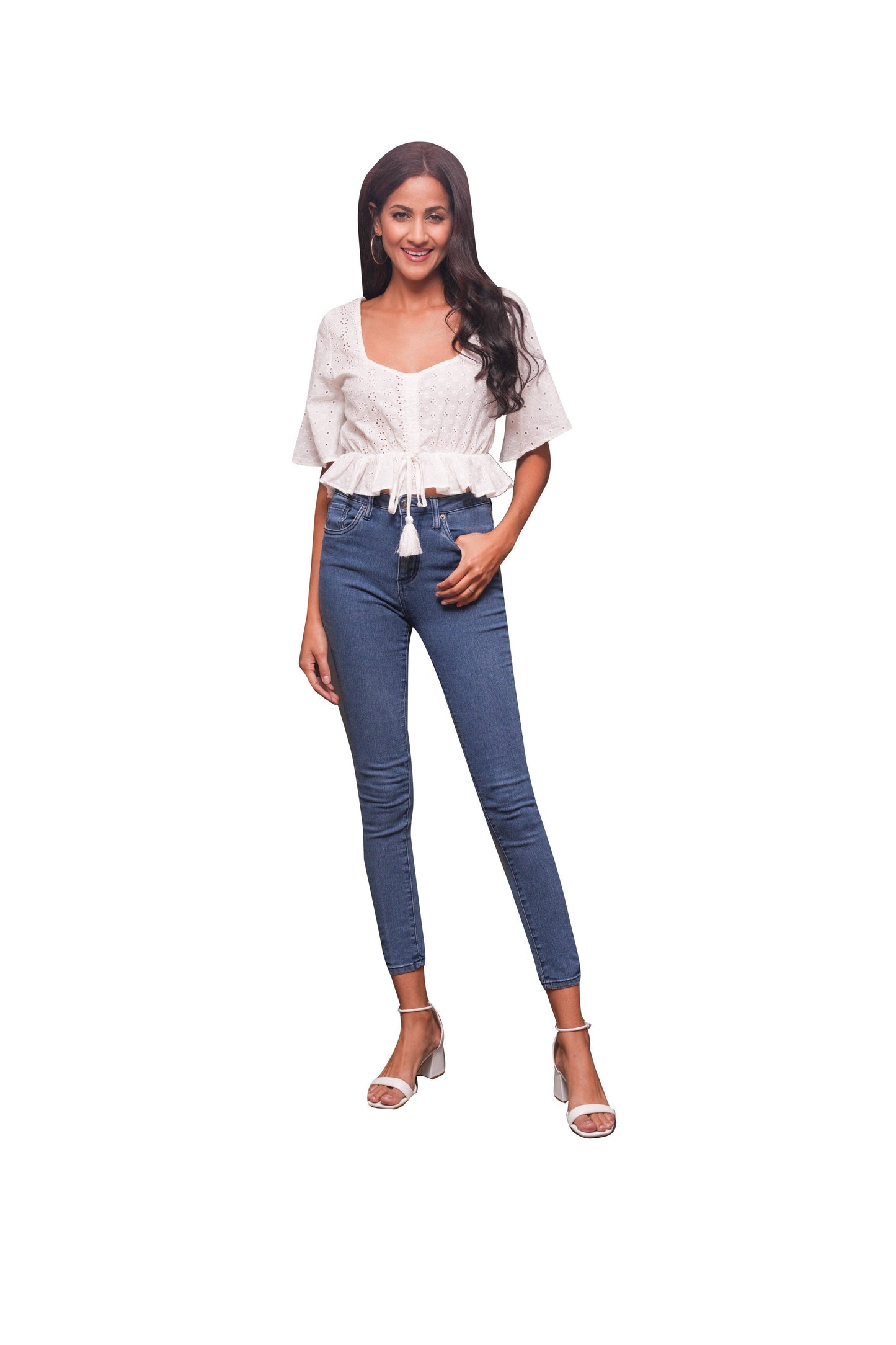 Handcrafted Cropped Embroidered Schiffli Summer Top