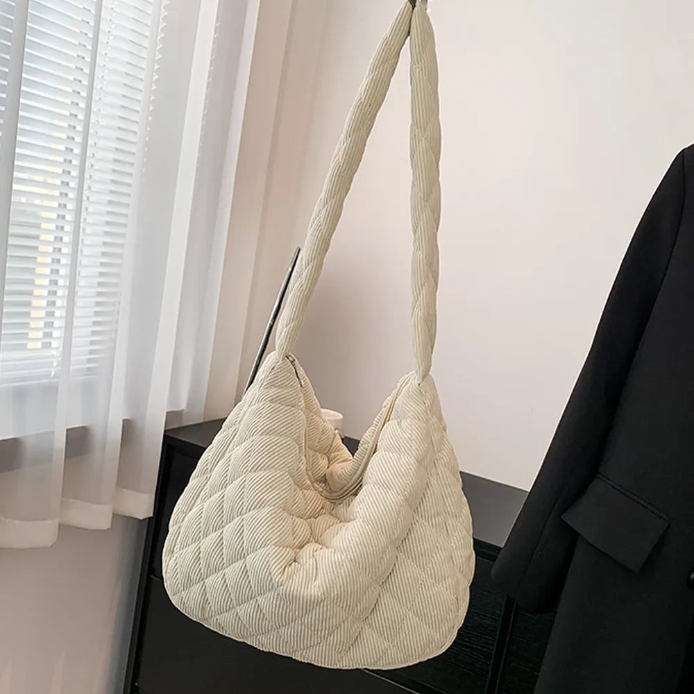 Corduroy puff Medium Shoulder Bag