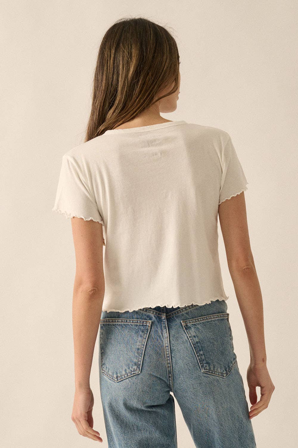 I Love The 90s Vintage-Wash Cropped Graphic Tee