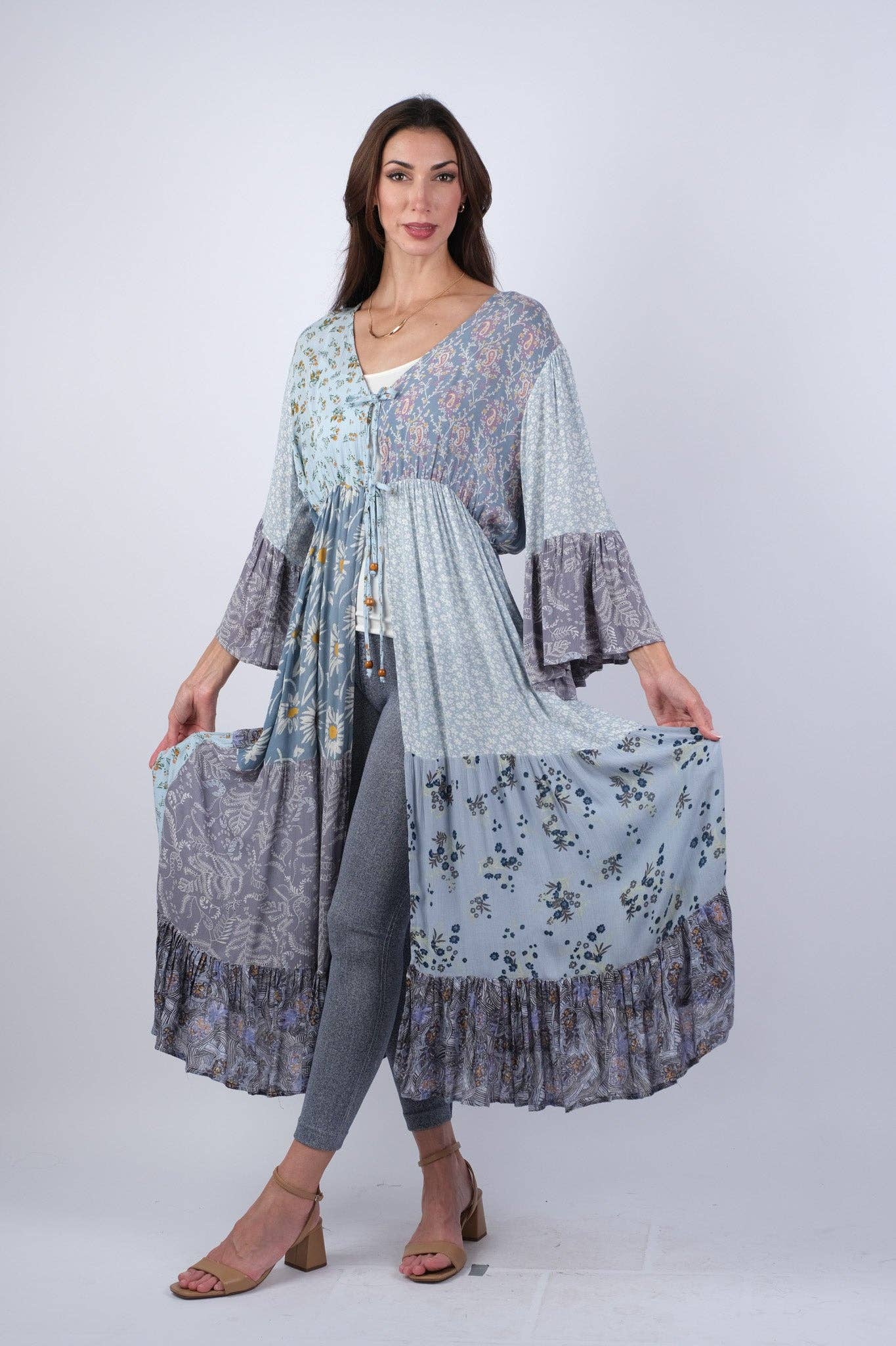 Handcrafted Kimono/ Tie front top