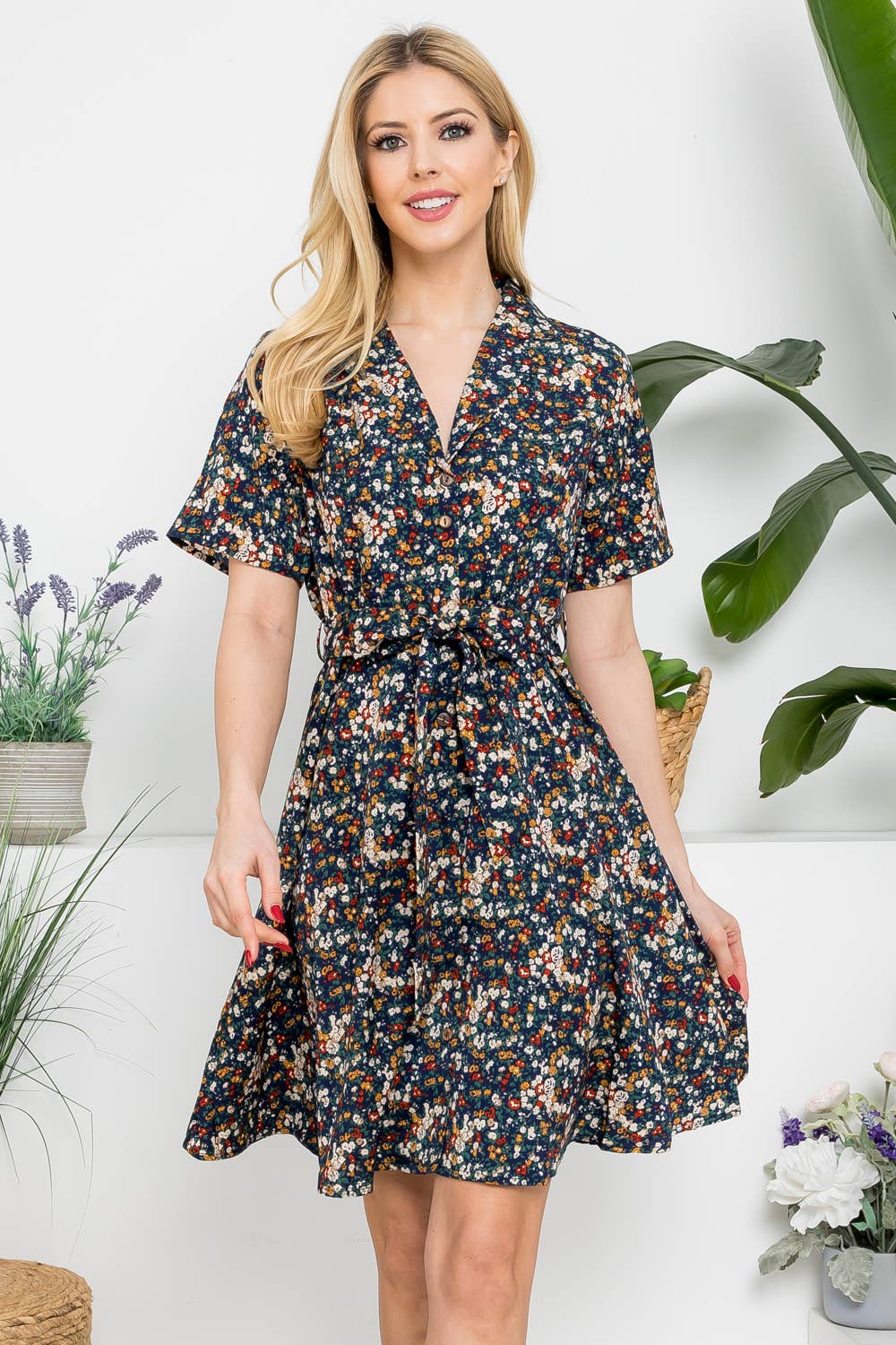 Floral Print Button Down Dress
