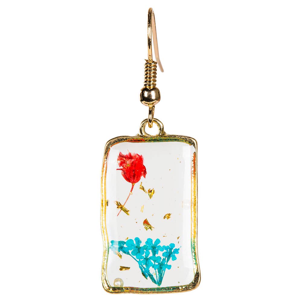 DRIED FLOWER RECTANGLE EARRING