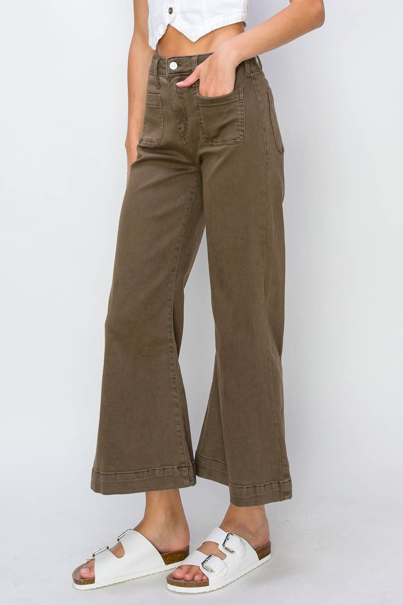 Artemis HIGH RISE STRETCH CROP PALAZZO JEANS