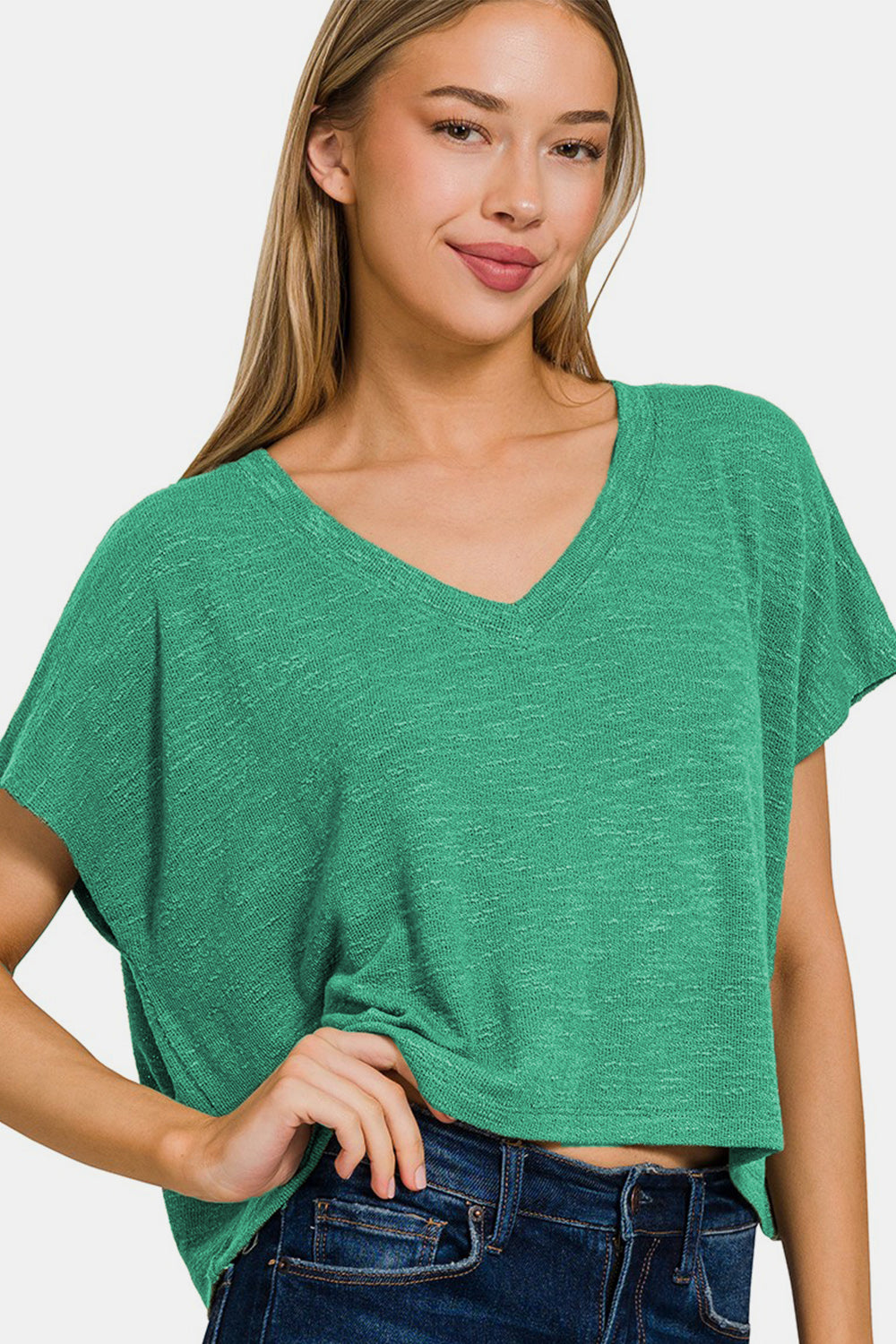 ONLINE EXCLUSIVE Zenana V-Neck Short Sleeve T-Shirt