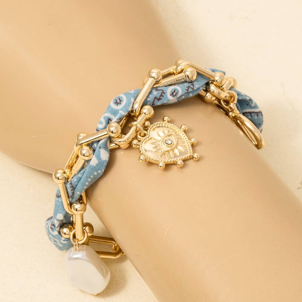 Assorted Charms Bandana And Chain Bracelet
