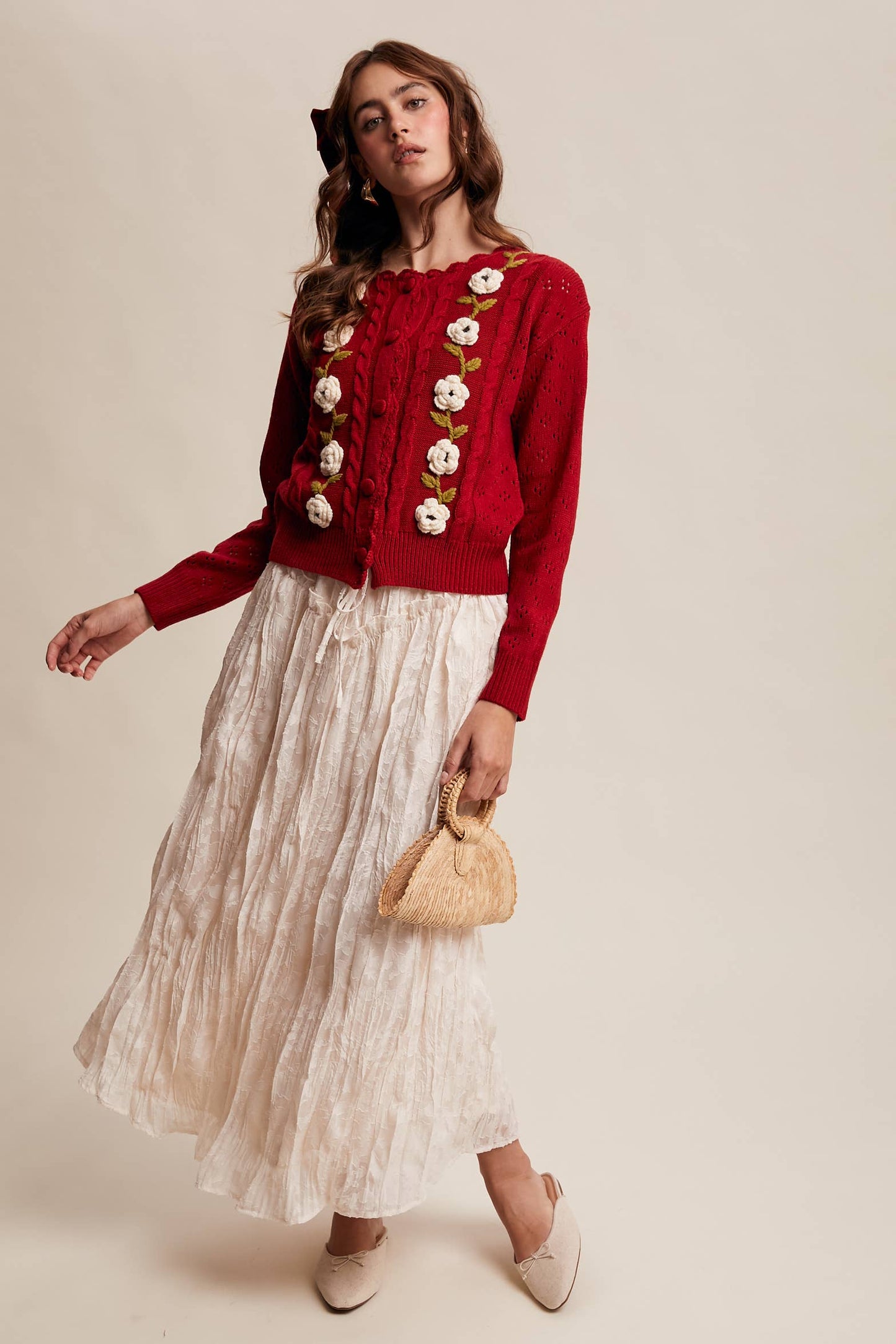 Aria Knit Crochet Flower Cardigan/Sweater