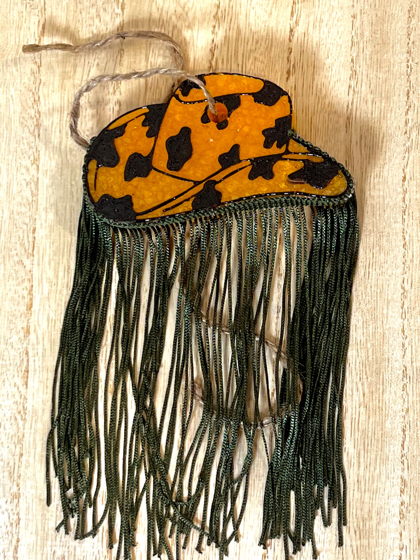 Cowboy Hat Cow Print W/Fringe car Freshie