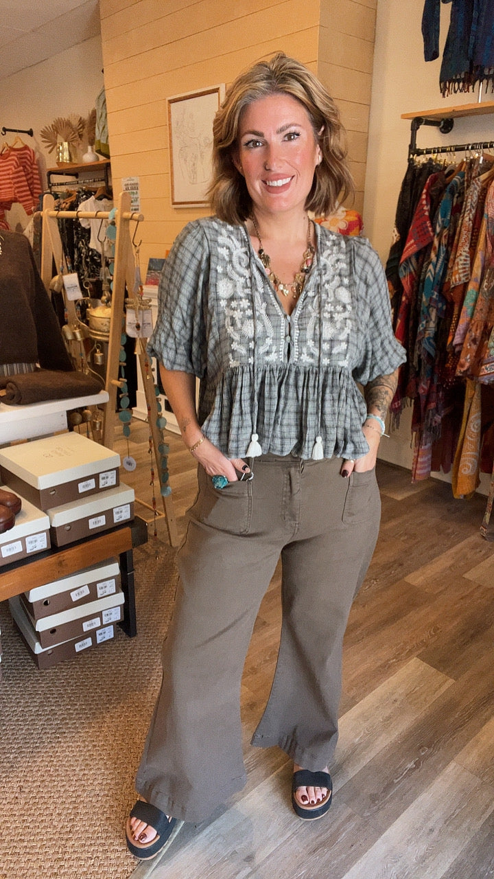 Artemis HIGH RISE STRETCH CROP PALAZZO JEANS