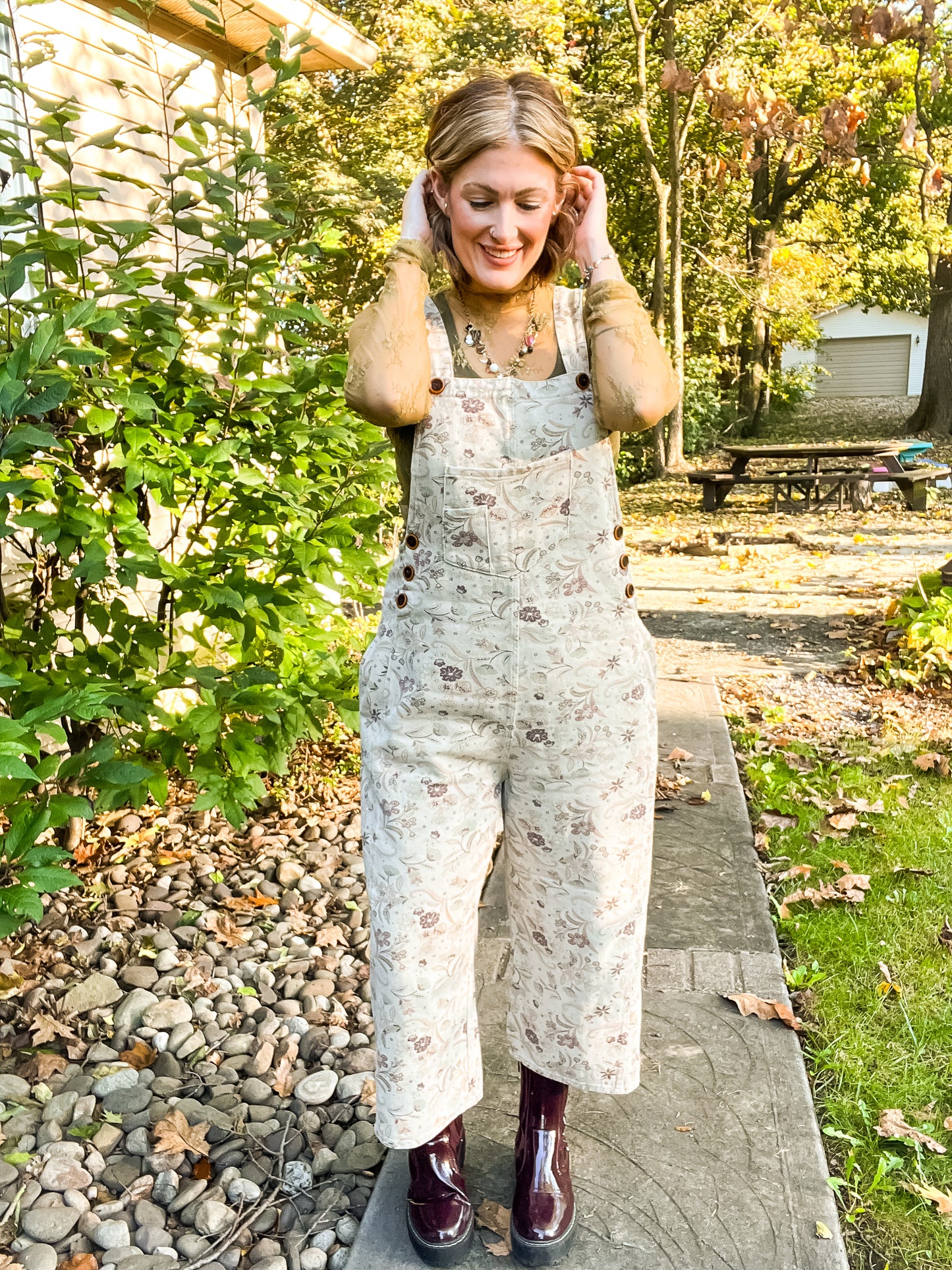 Jude Floral wide leg Overalls