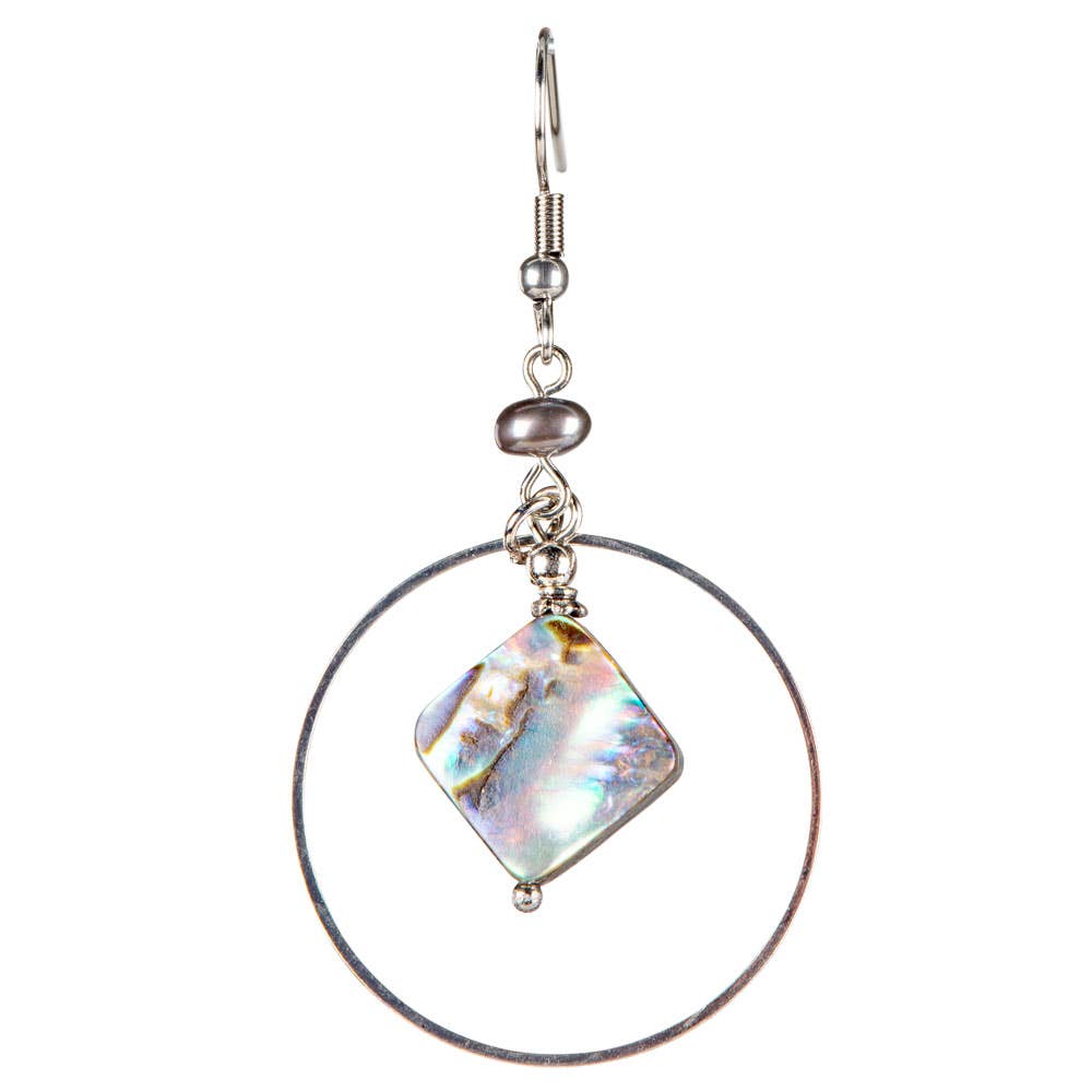 ABALONE SHELL HEMATITE BEADED EARRINGS