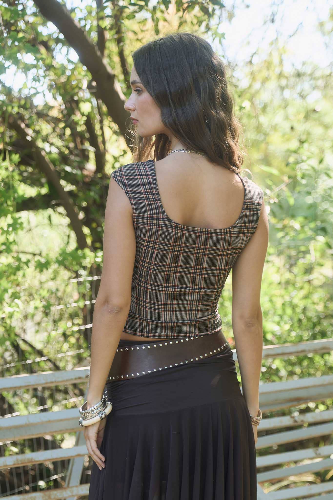 Square up Plaid tank top