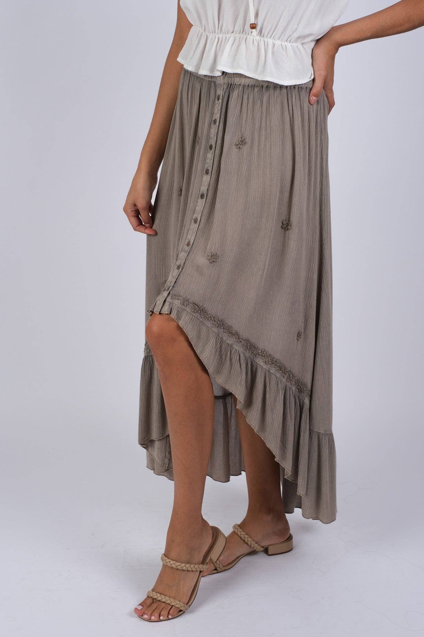 Handcrafted OS 0-12 Bohemian Dipped Hem Skirt