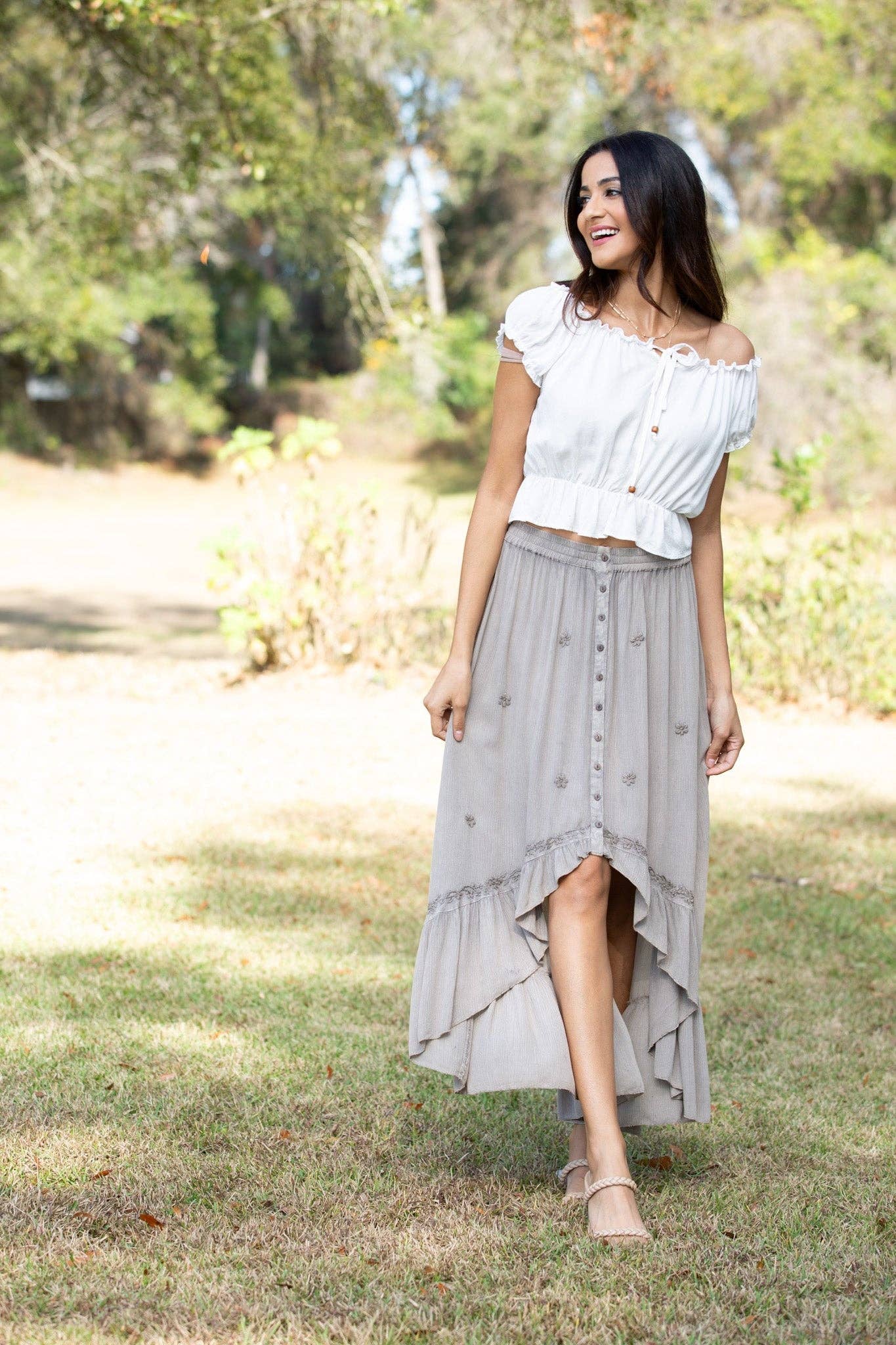 Handcrafted OS 0-12 Bohemian Dipped Hem Skirt