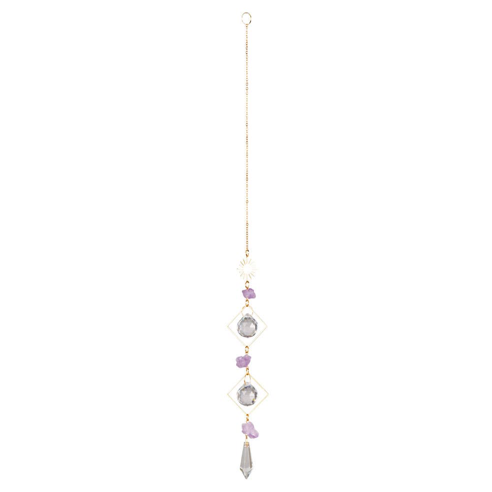 SUN WITH AMETHYST DOUBLE TRIANGLE CRYSTAL SUNCATCHER