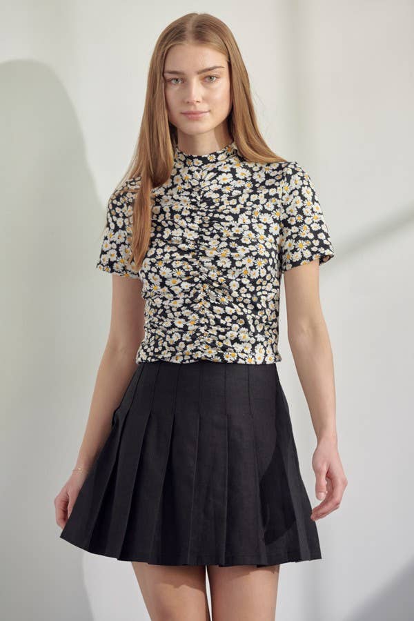 DAISEY mock neck ruched front top