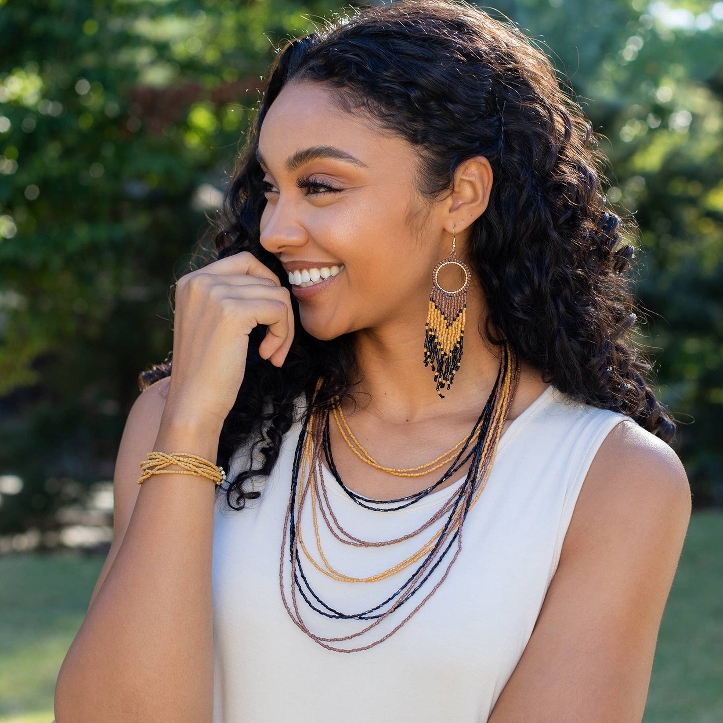 Handcrafted Sachi Beaded Safari Necklace