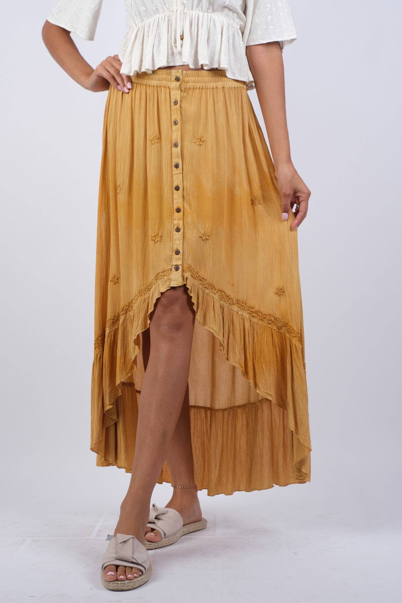 Handcrafted OS 0-12 Bohemian Dipped Hem Skirt