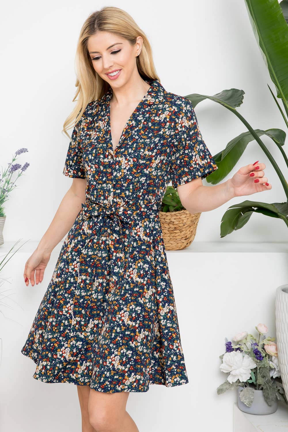 Floral Print Button Down Dress