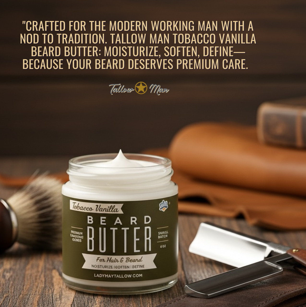 ONLINE EXCLUSIVE Tallow Man Bay Rum Beard + Body Butter | Men's Grooming | Grass-Fed Tallow | 9oz