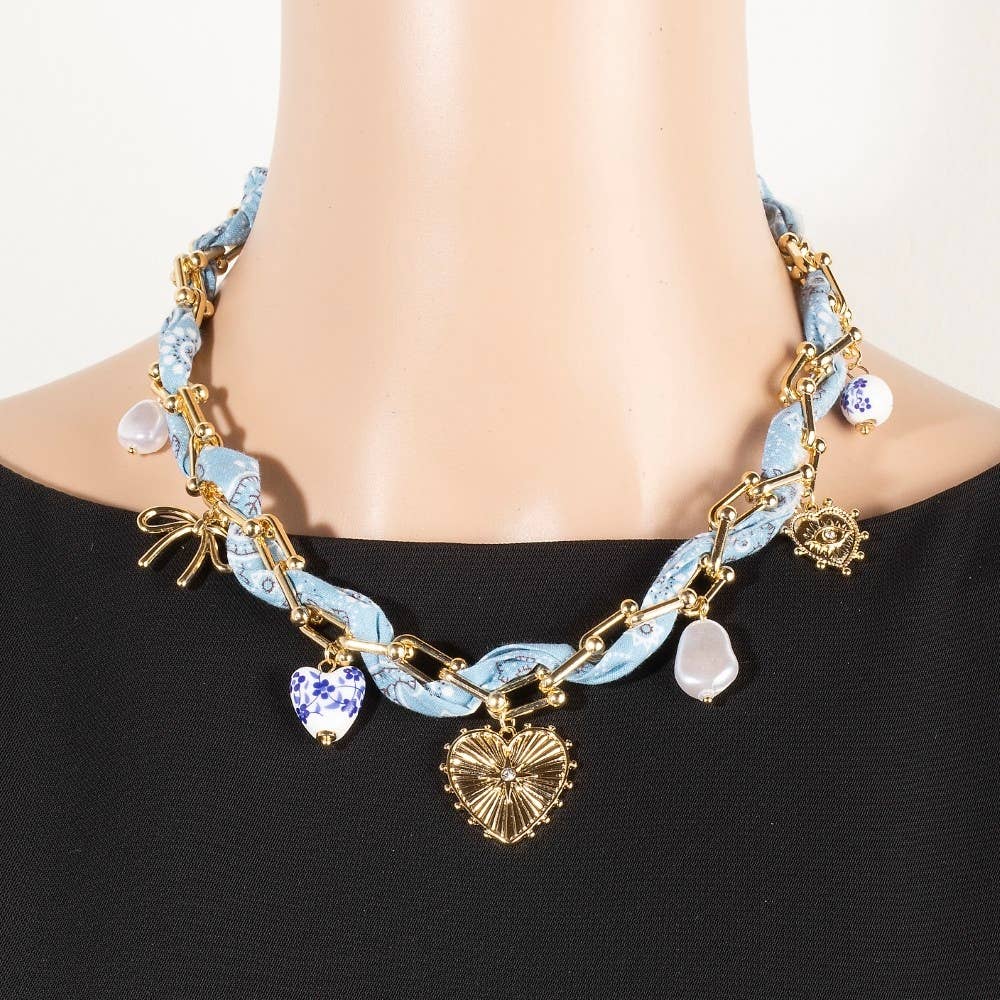 Assorted Charms Bandana And Chain Necklace