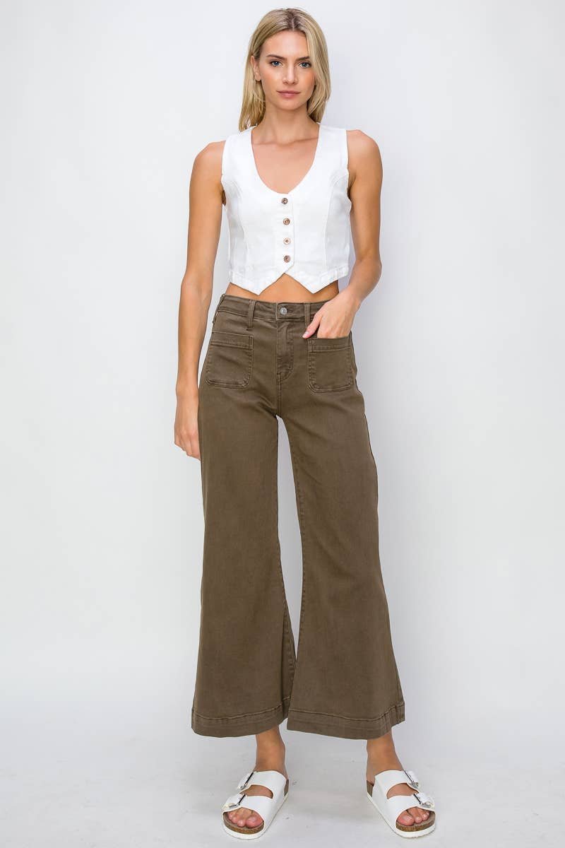 Artemis HIGH RISE STRETCH CROP PALAZZO JEANS