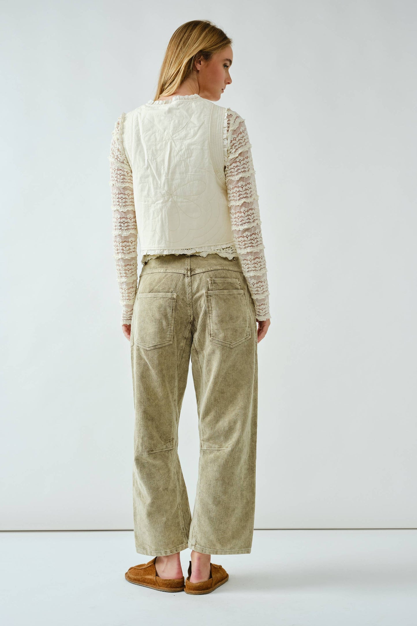 LOVELY COTTON QUILTED RUFFLE VEST