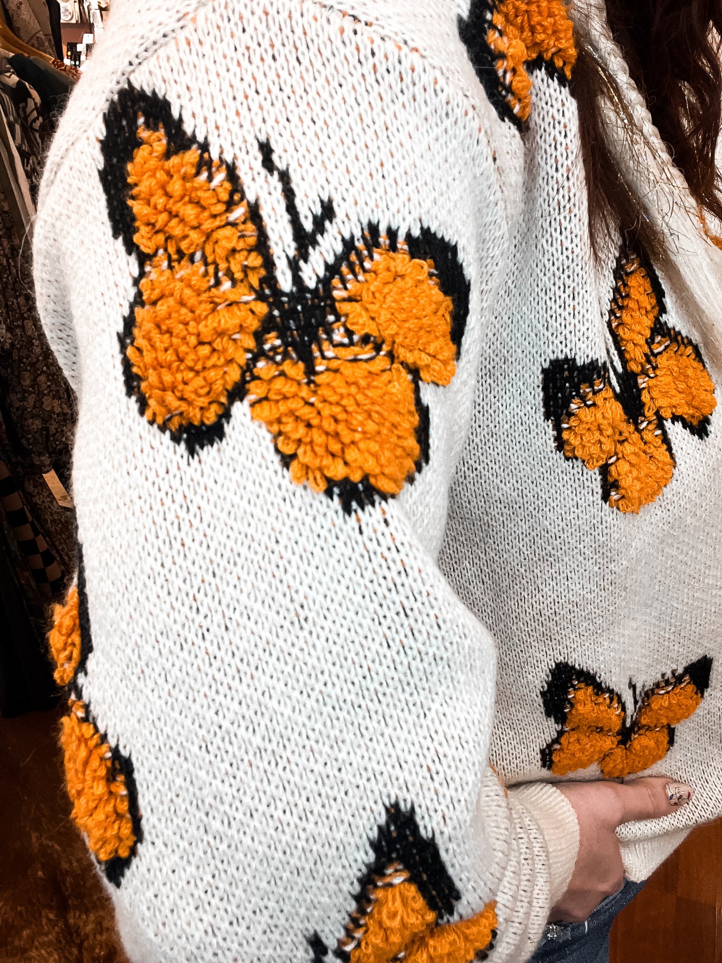 ONLINE EXCLUSIVE Butterfly Round Neck Long Sleeve Sweater