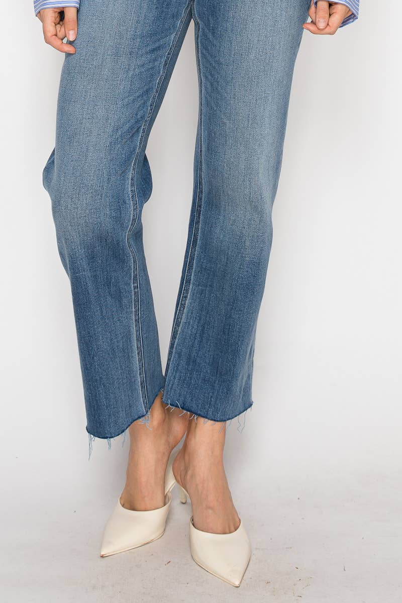 Artemis Denim eco fabric high rise straight leg jeans