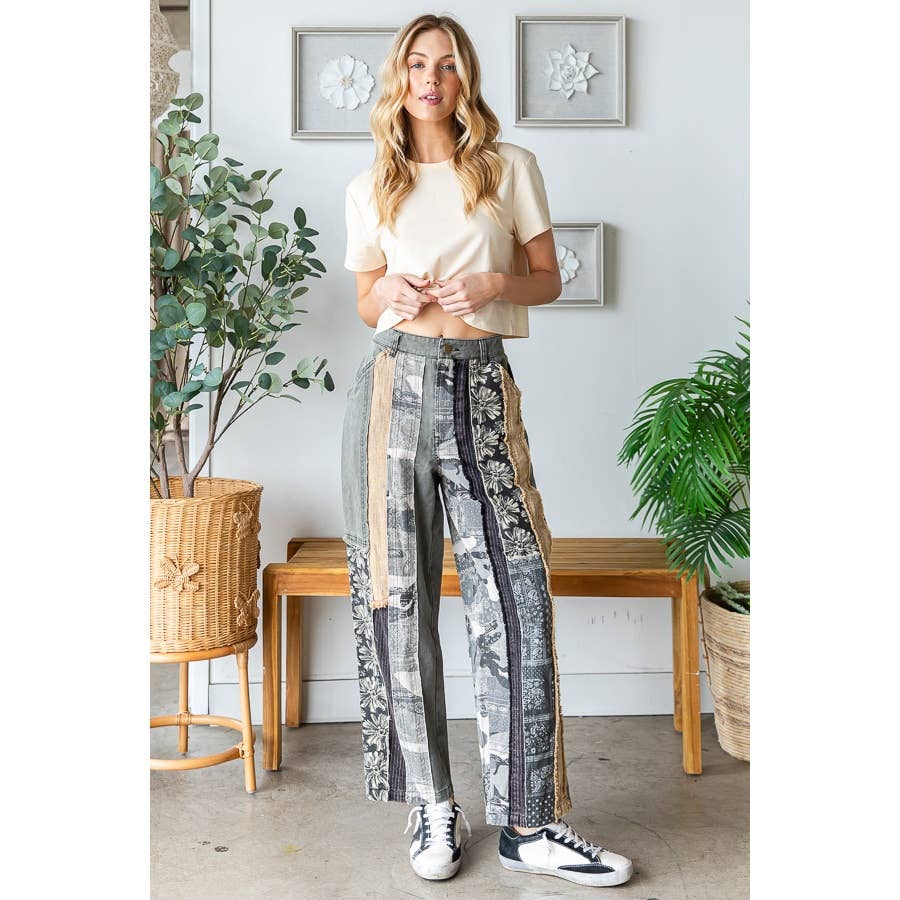 Oli & Hali mineral wash patchwork jeans