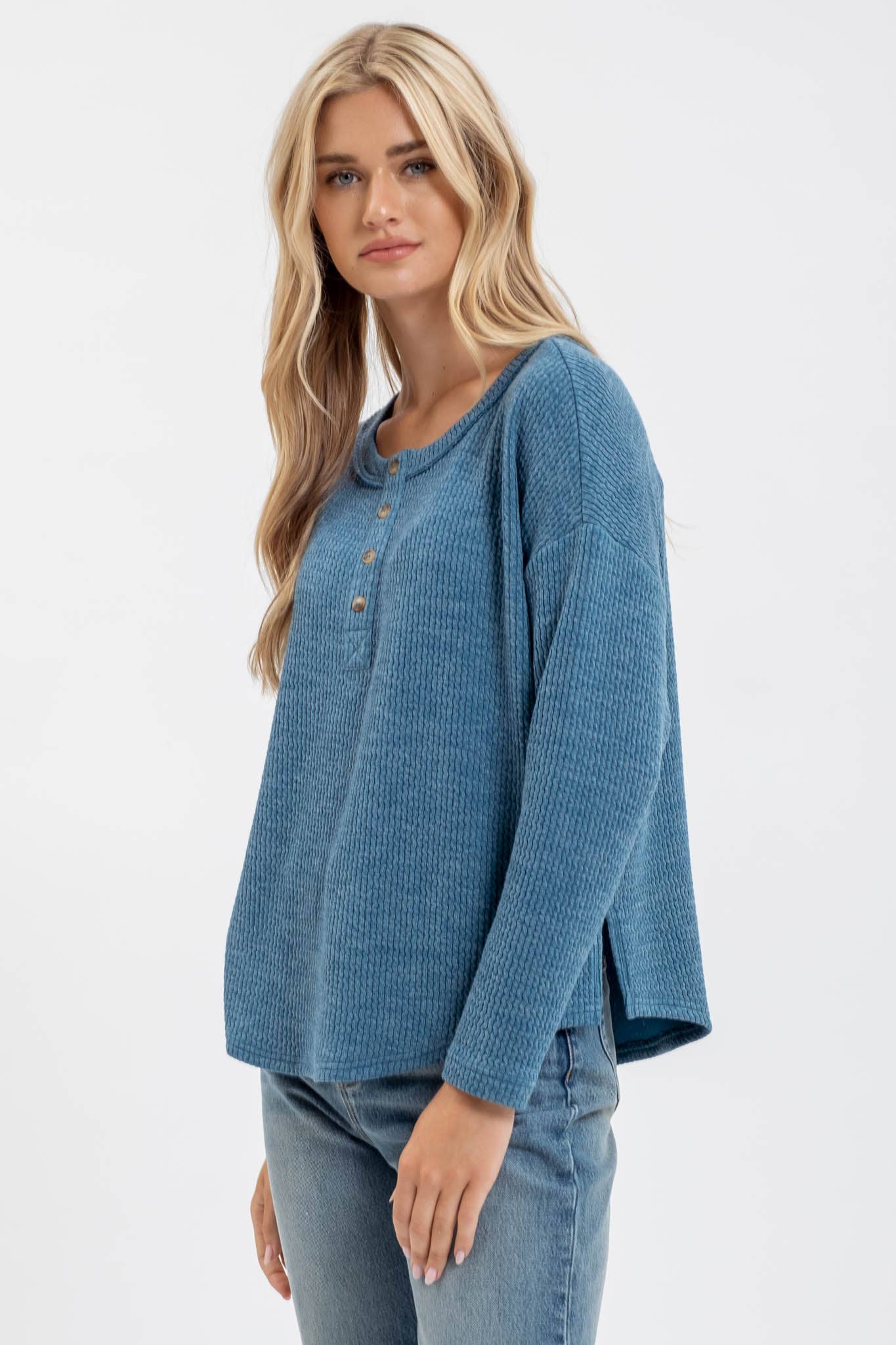 Scout waffle knit henley top