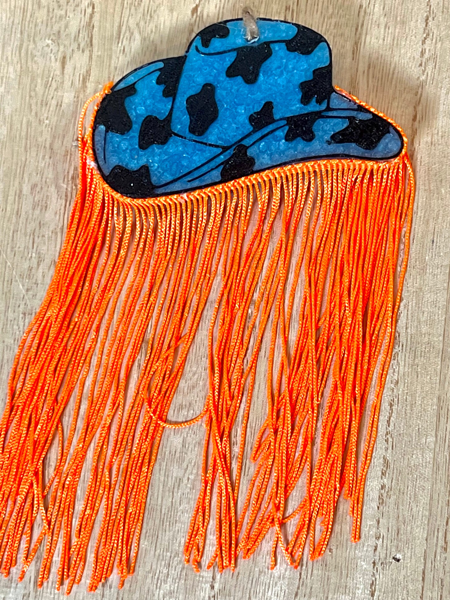 Cowboy Hat Cow Print W/Fringe car Freshie