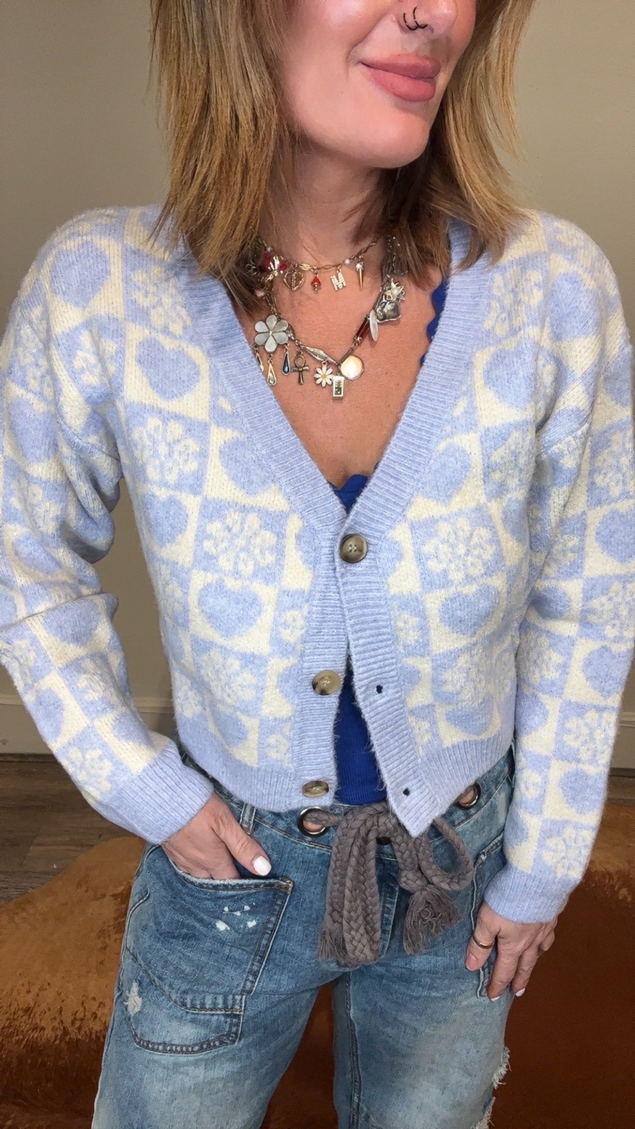 Emmy crop sweater cardigan