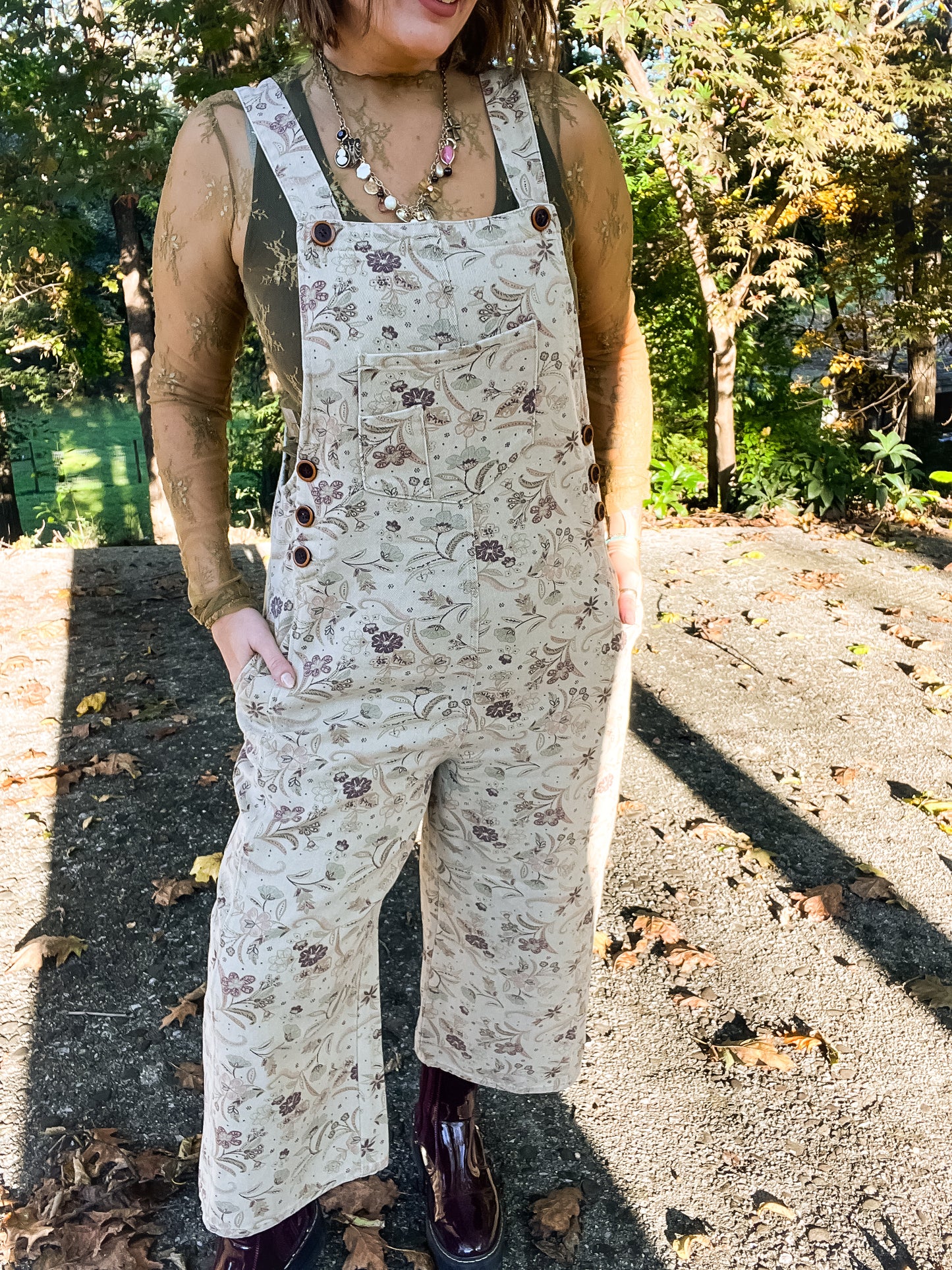 Jude Floral wide leg Overalls
