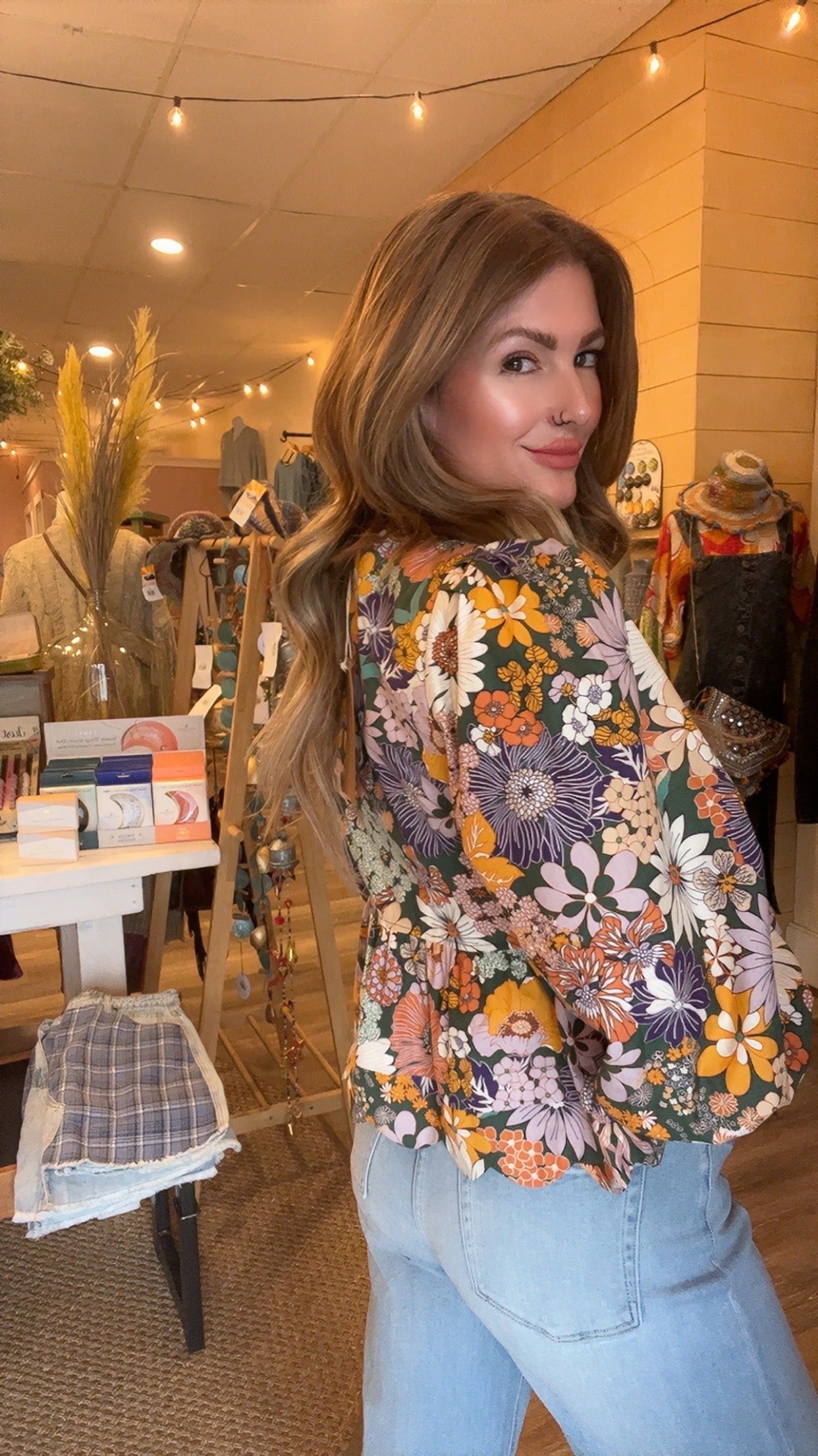 Brunch Babe Floral front tie top
