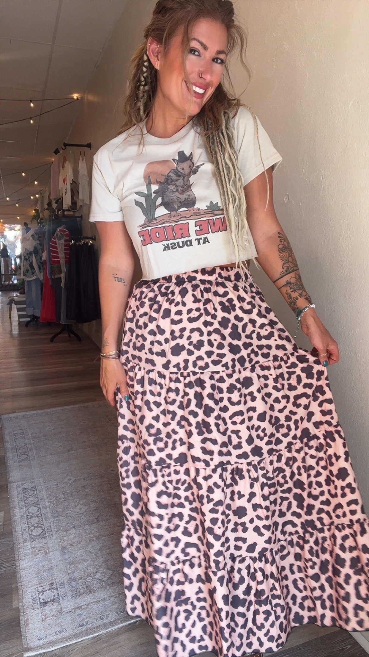 Leopard print maxi skirt