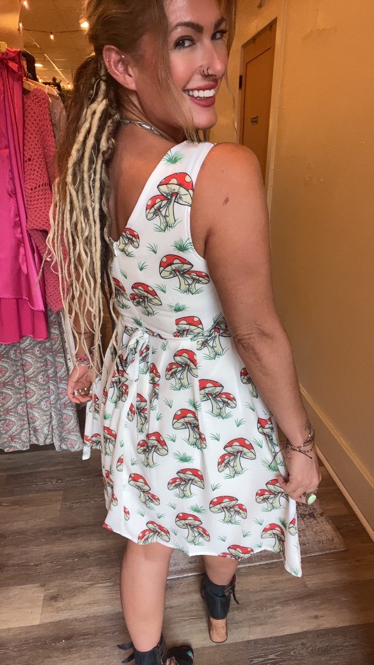 Mushroom Print Skater Dress