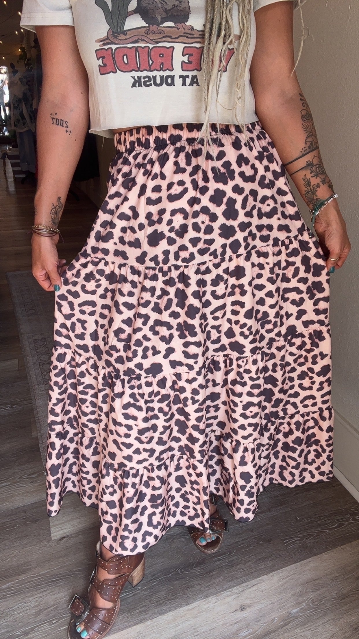Leopard print maxi skirt