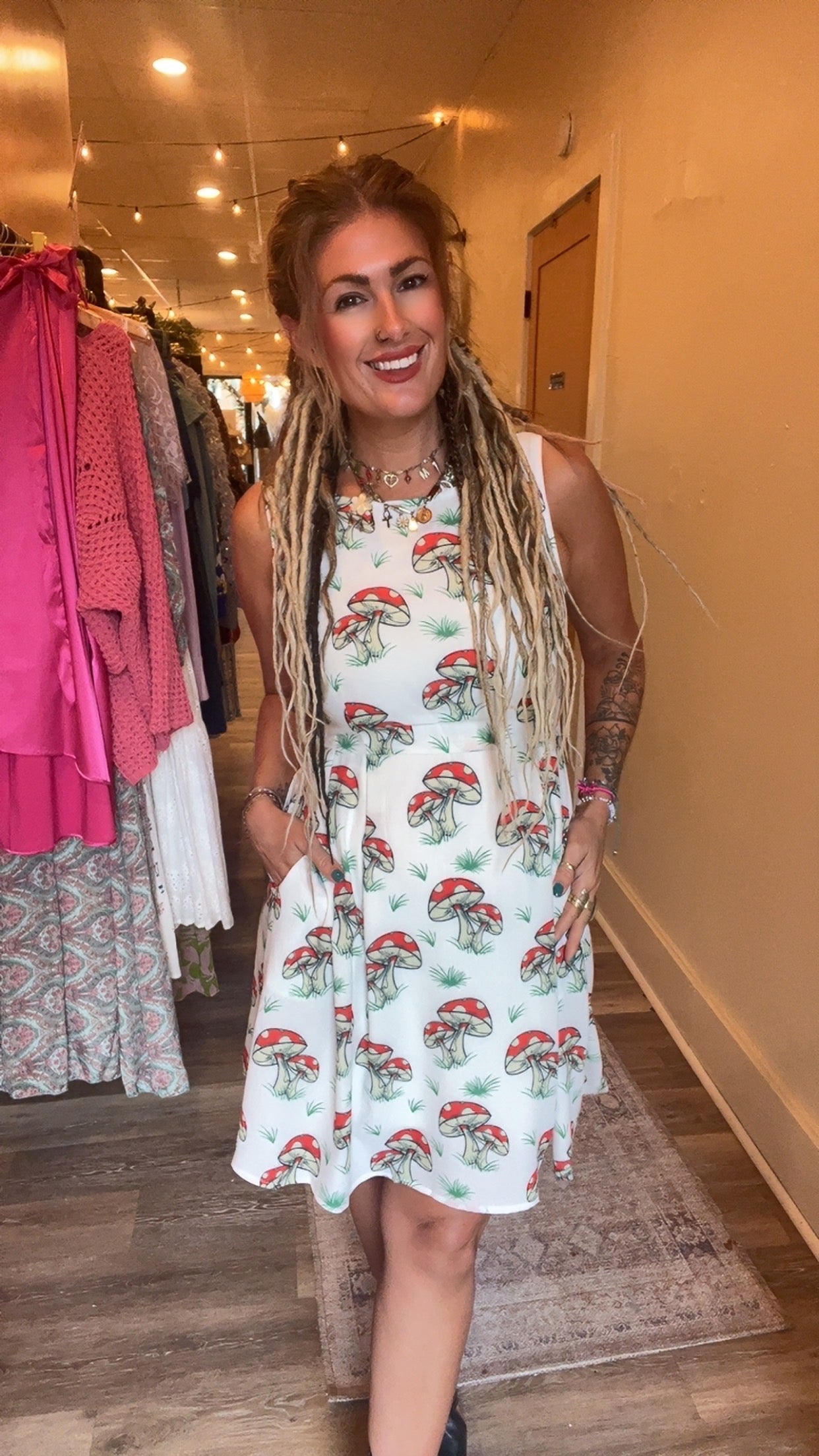 Mushroom Print Skater Dress