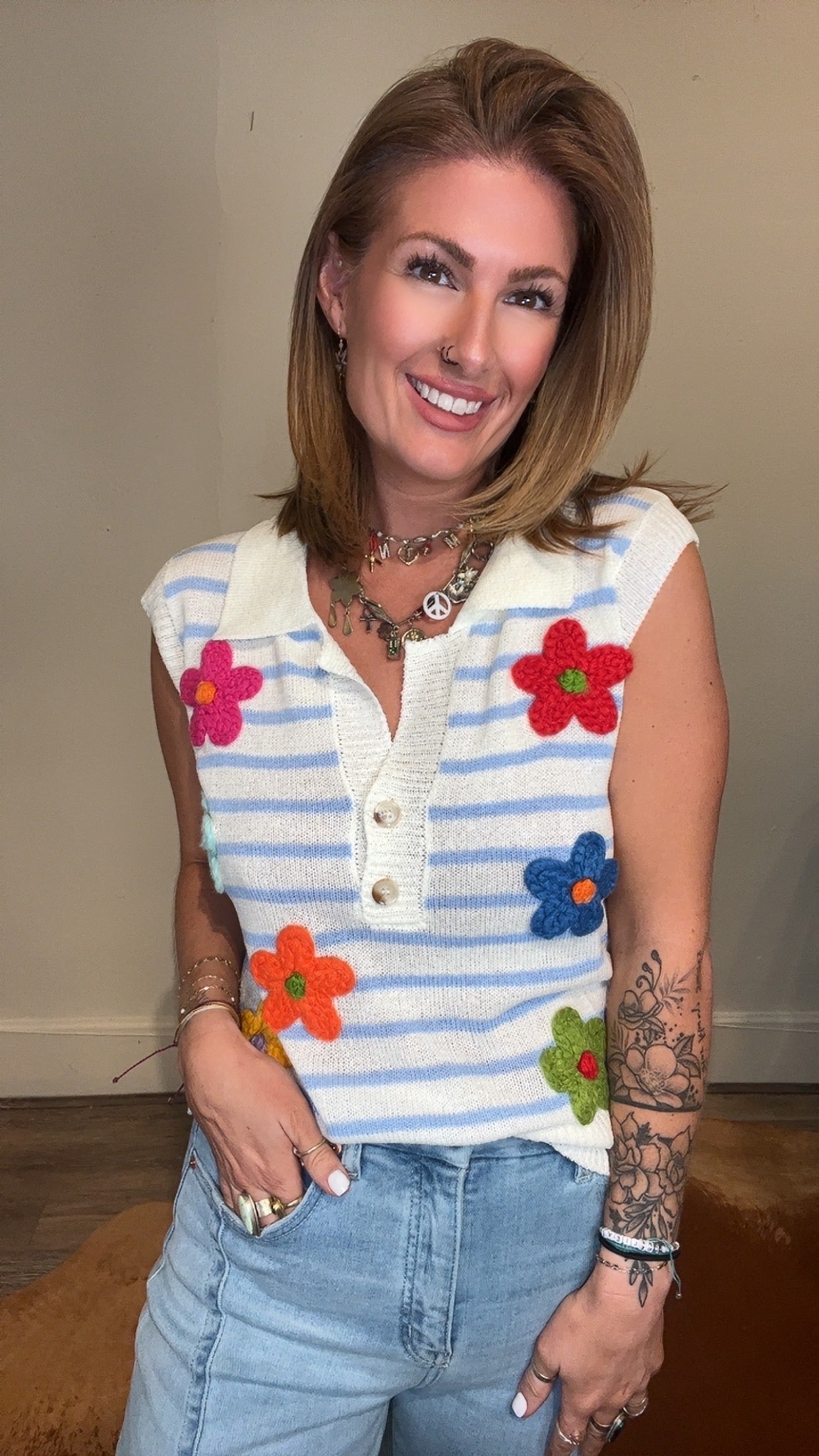 Faded Gardens sleeveles top