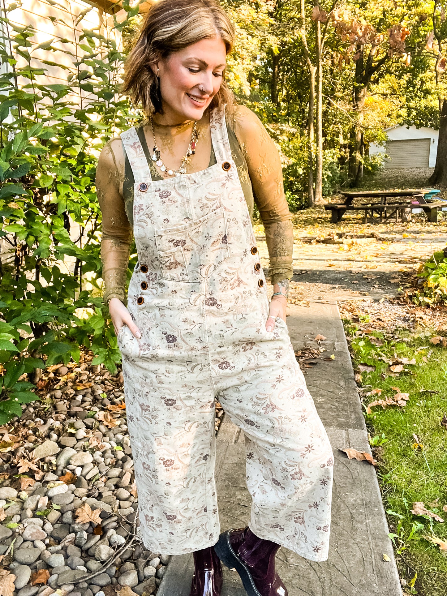 Jude Floral wide leg Overalls