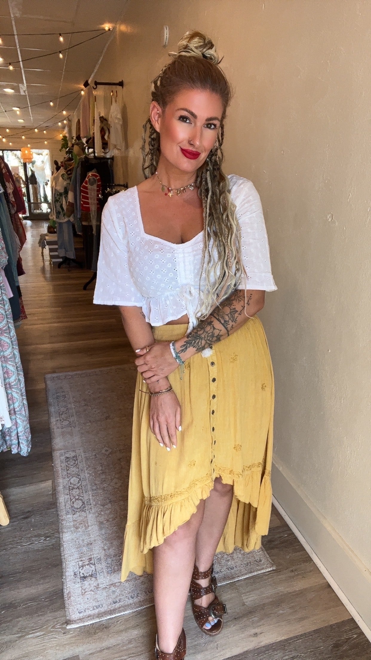Handcrafted OS 0-12 Bohemian Dipped Hem Skirt