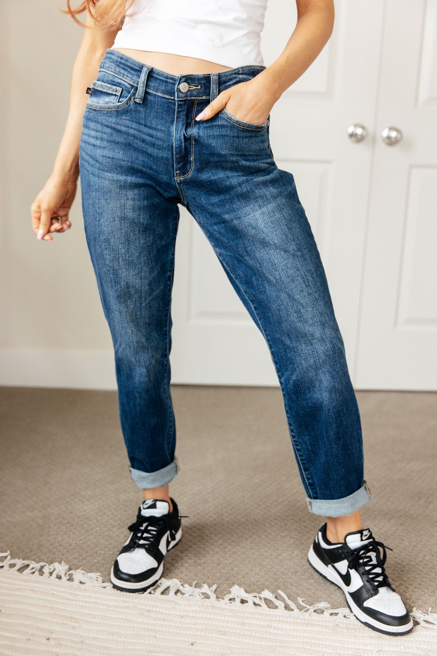 ONLINE EXCLUSIVE JUDY BLUE London Midrise Cuffed Boyfriend Jeans